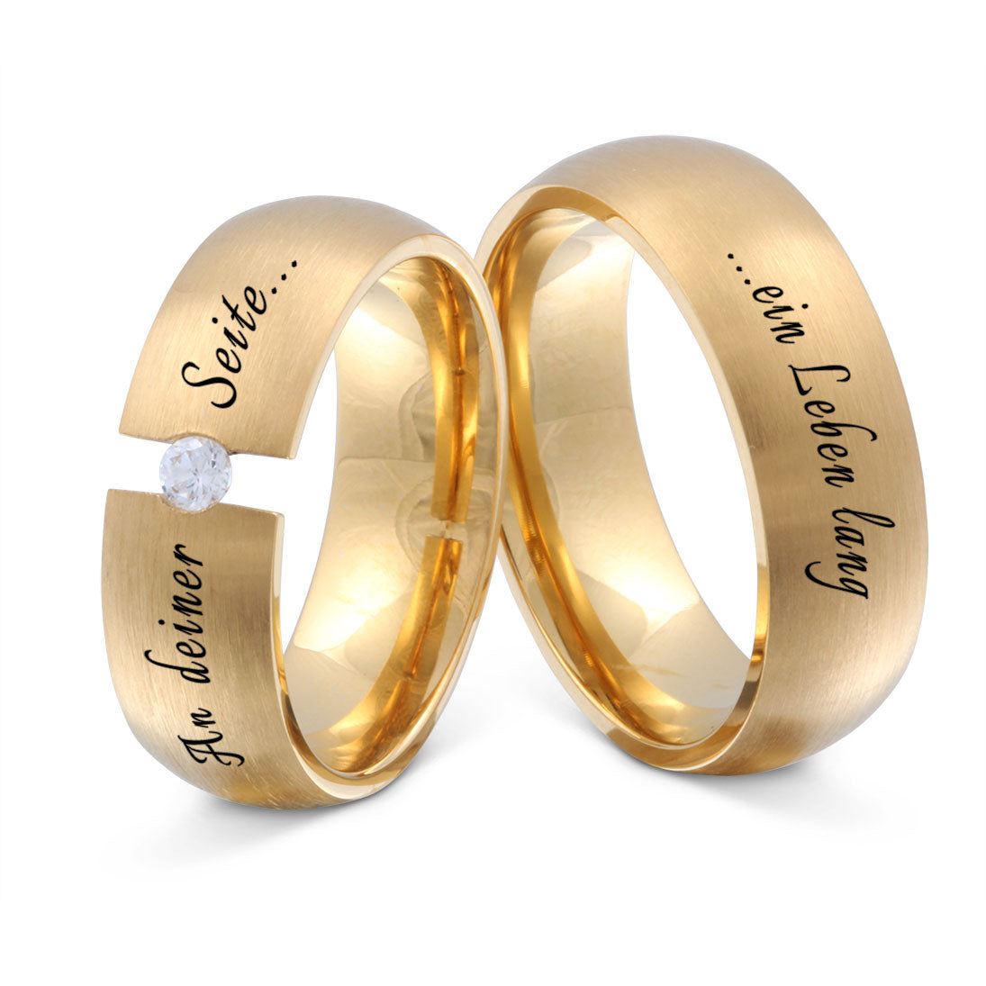 Goldfin Partnerring-Set mit Lasergravur
