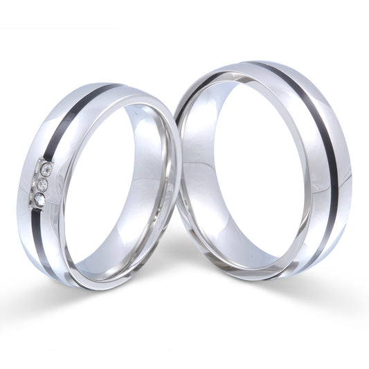 Skyline Partnerring-Set mit Lasergravur