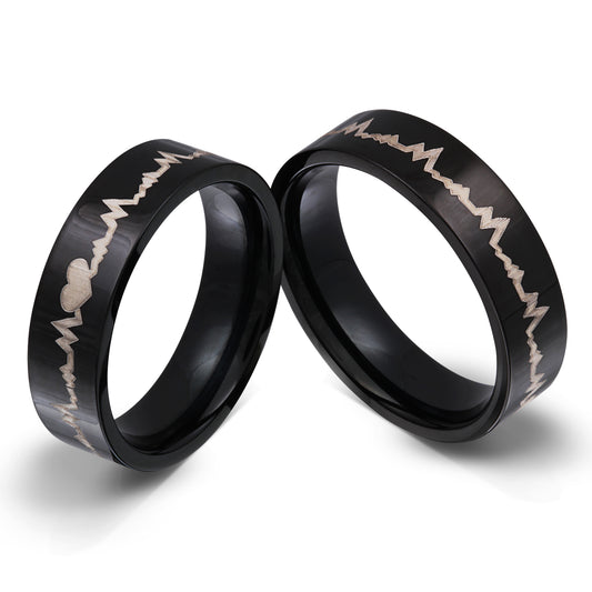 Blackpulse Partnerring-Set mit Handschriftgravur
