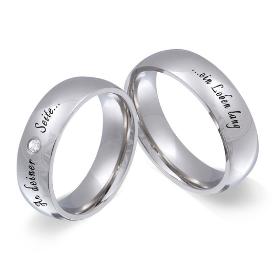Glamour Partnerring-Set mit Lasergravur