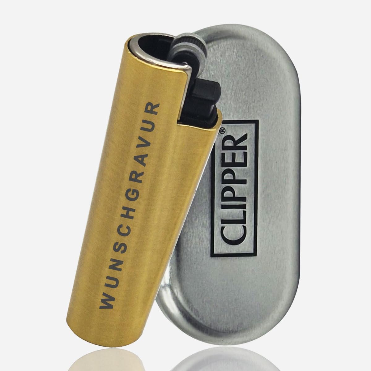 Clipper Feuerzeug mit Gravur – Personalisierbares Geschenk für Männer & Frauen – Individuelles Feuerzeug als Geburtstagsgeschenk, Jahrestag, (Gelb)