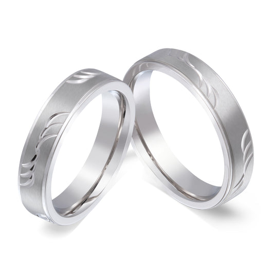 Waves Partnerring-Set mit Lasergravur