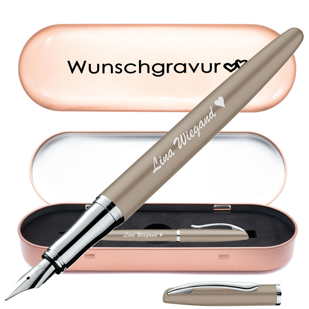 Pelikan Füllhalter Jazz Noble Elegance P36 Taupe mit Gravur inkl. Geschenkbox mit Gravur