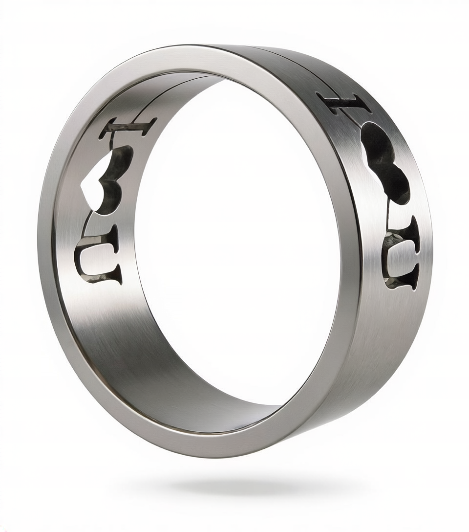 Herrenring Edelstahl Silber mit I Love You