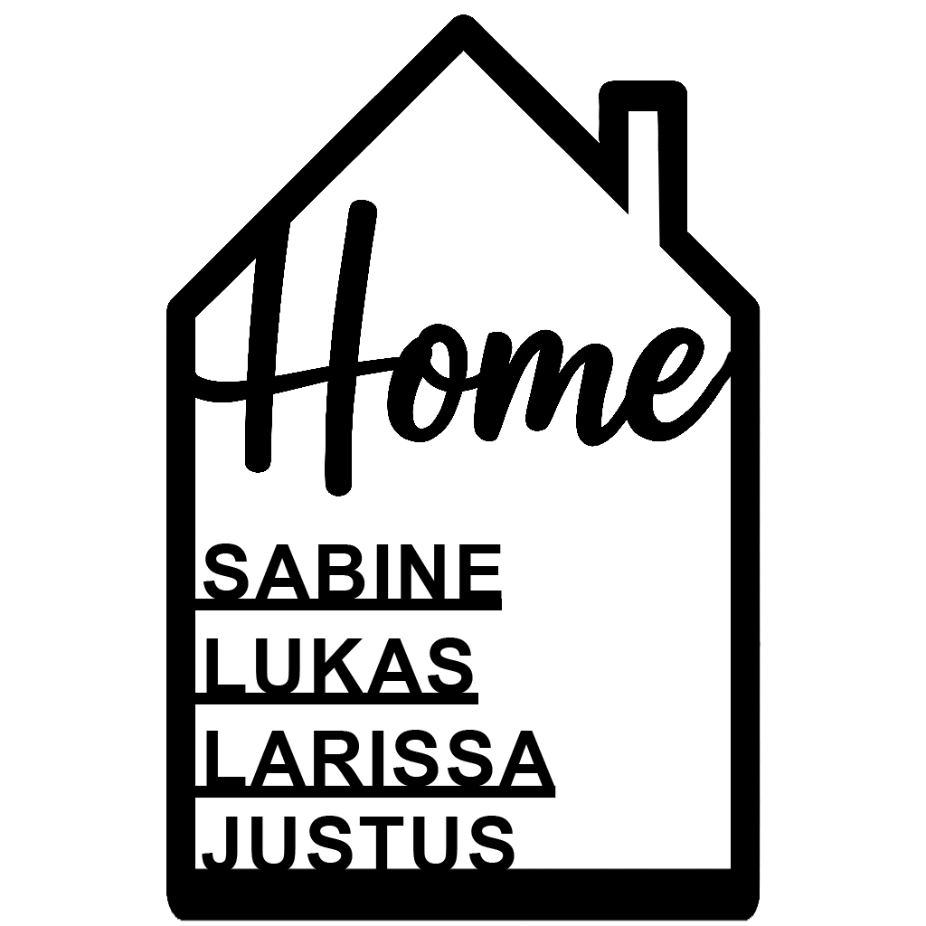 Familiennamensschild mit Haus-Motiv – Acryl Türschild mit „Home“-Aufschrift – personalisierbar mit Namen – Deko für Haustür, Flur oder Eingangsbereich