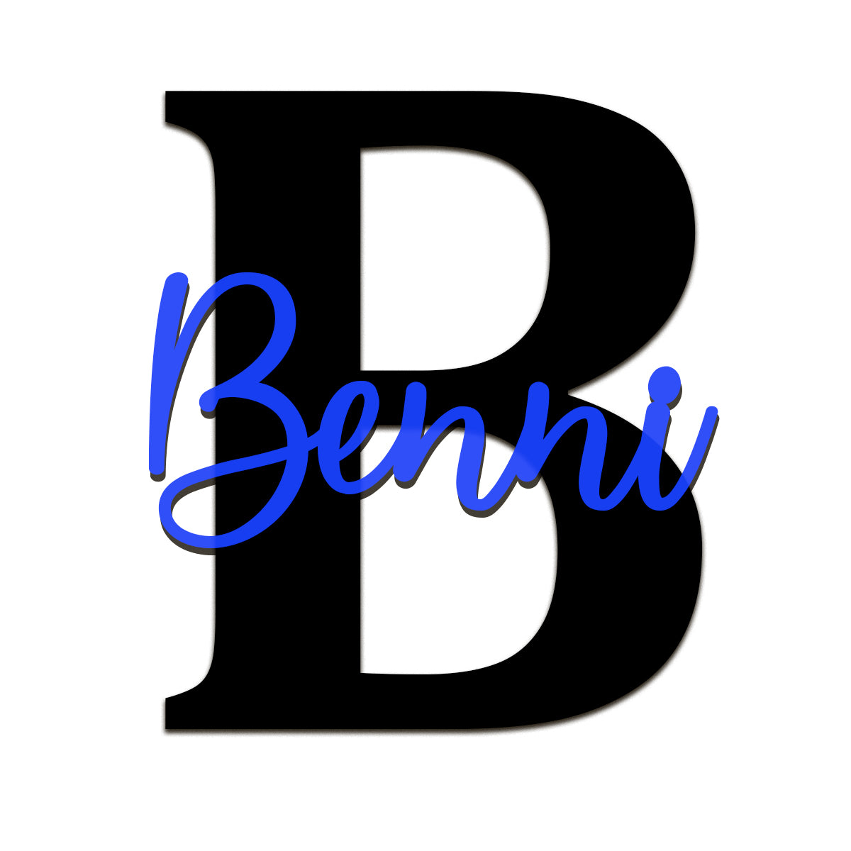 Acryl Name mit Initiale – dekoratives Wandbild mit schwarzem Buchstaben & farbigem Namen – in Weiß, Gold, Rosé oder Silber