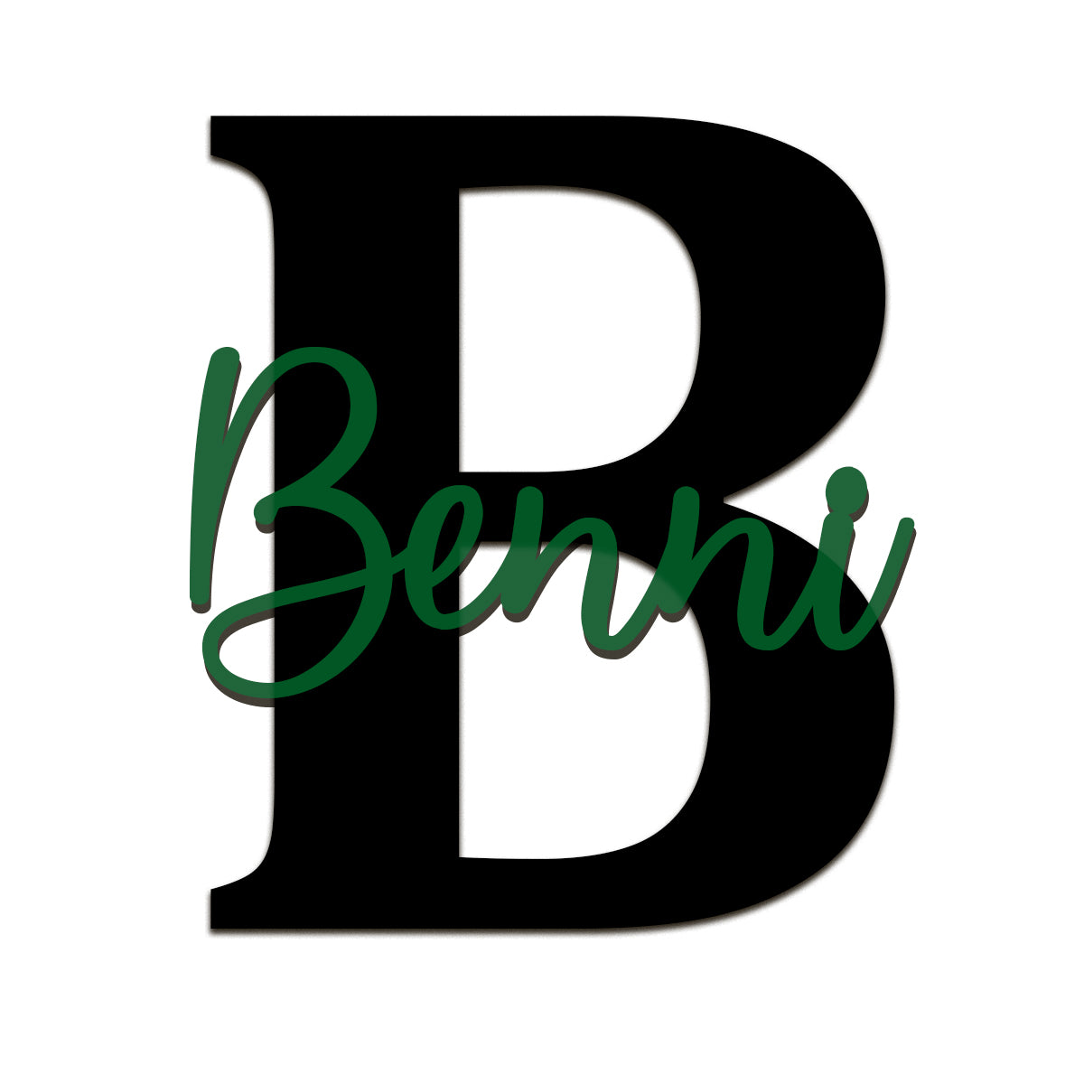 Acryl Name mit Initiale – dekoratives Wandbild mit schwarzem Buchstaben & farbigem Namen – in Weiß, Gold, Rosé oder Silber