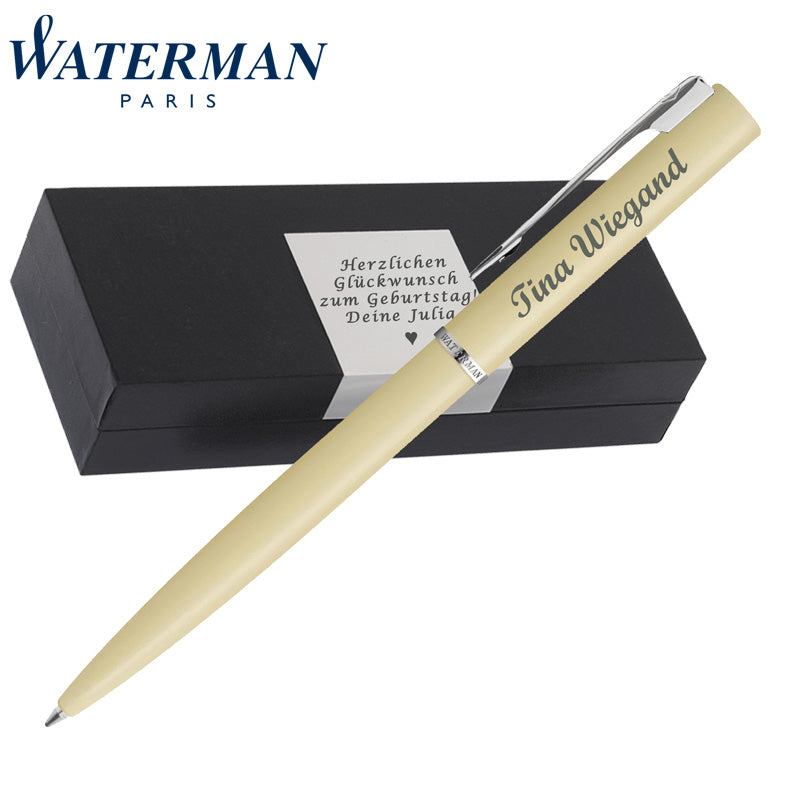 Waterman Allure Pastel Yellow Kugelschreiber | Wunschgravur auf Stift & Box | Messing