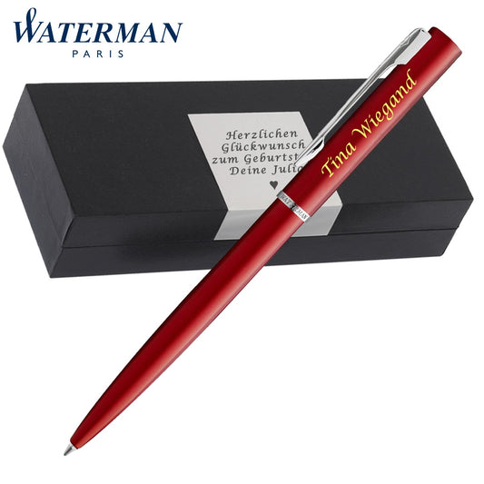 Waterman Allure Pastel Red Kugelschreiber | Wunschgravur auf Stift & Box | Messing
