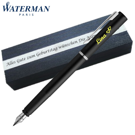Waterman Allure Füller Black | Edelstahl | Füllfederhalter mit Wunschgravur