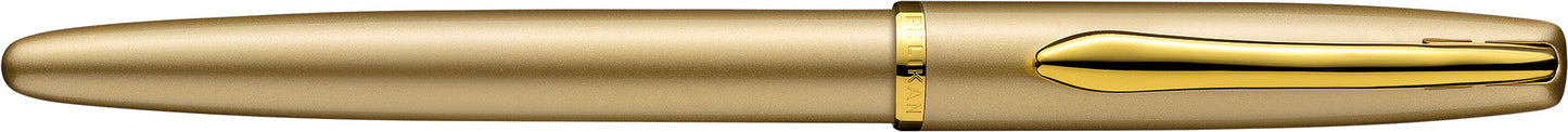 Pelikan Füllhalter Jazz® Noble Elegance mit Gravur als Geschenk | inkl. Etui gold mit Wunschgravur (Platz für 10 Stifte) | Emojis Gravur möglich | Farbe Gold | personalisiert mit Wunschgravur