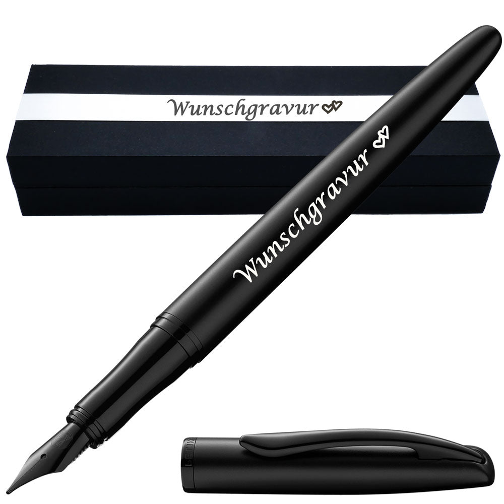 Pelikan Füllhalter Jazz® Noble Elegance mit Gravur als Geschenk | Emojis Gravur möglich | Farbe Carbon Schwarz | personalisiert mit Wunschgravur