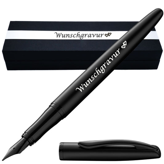 Pelikan Füllhalter Jazz® Noble Elegance mit Gravur als Geschenk | Emojis Gravur möglich | Farbe Carbon Schwarz | personalisiert mit Wunschgravur