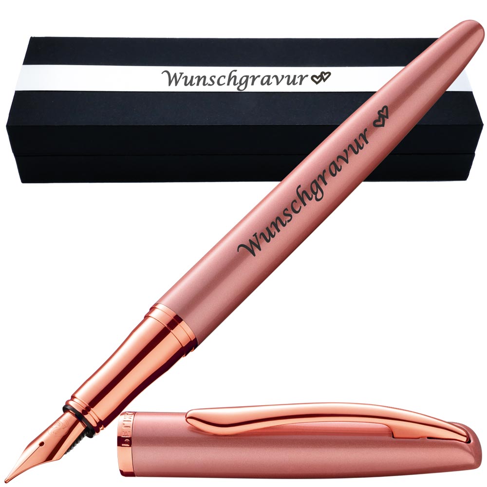 Pelikan Füllhalter Jazz® Noble Elegance mit Gravur als Geschenk | Symbole Gravur möglich | Farbe Pink Rose | personalisiert mit Wunschgravur