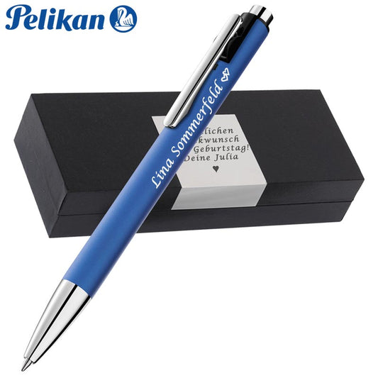 Pelikan Kugelschreiber Snap Blau Matt mit Wunschgravur inklusive Geschenkbox mit Gravur