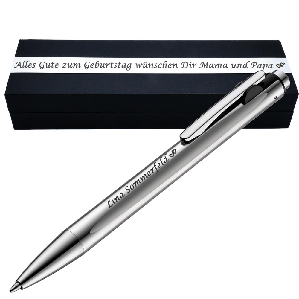 Pelikan Kugelschreiber Snap Silber Matt mit Wunschgravur inklusive Geschenkbox mit Gravur