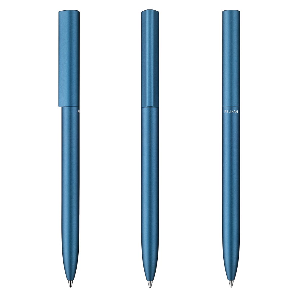 Pelikan Kugelschreiber Ineo® mit Gravur | inkl. Etui mit Wunschgravur (Platz für 10 Stifte) | Petrol - Blau |