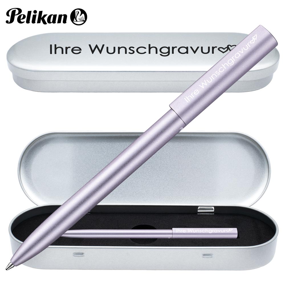 Pelikan Kugelschreiber Ineo® mit Gravur | inkl. Etui für 10 Stifte mit Wunschgravur | Lila - Violett |