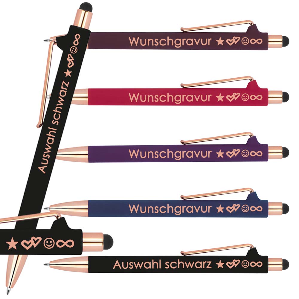 Kugelschreiber mit Gravur | blau schreibend | Touchfunktion | personalisierte Kullis | Werbegeschenk mit Gravur | Gravierter Kugelschreiber mit Name
