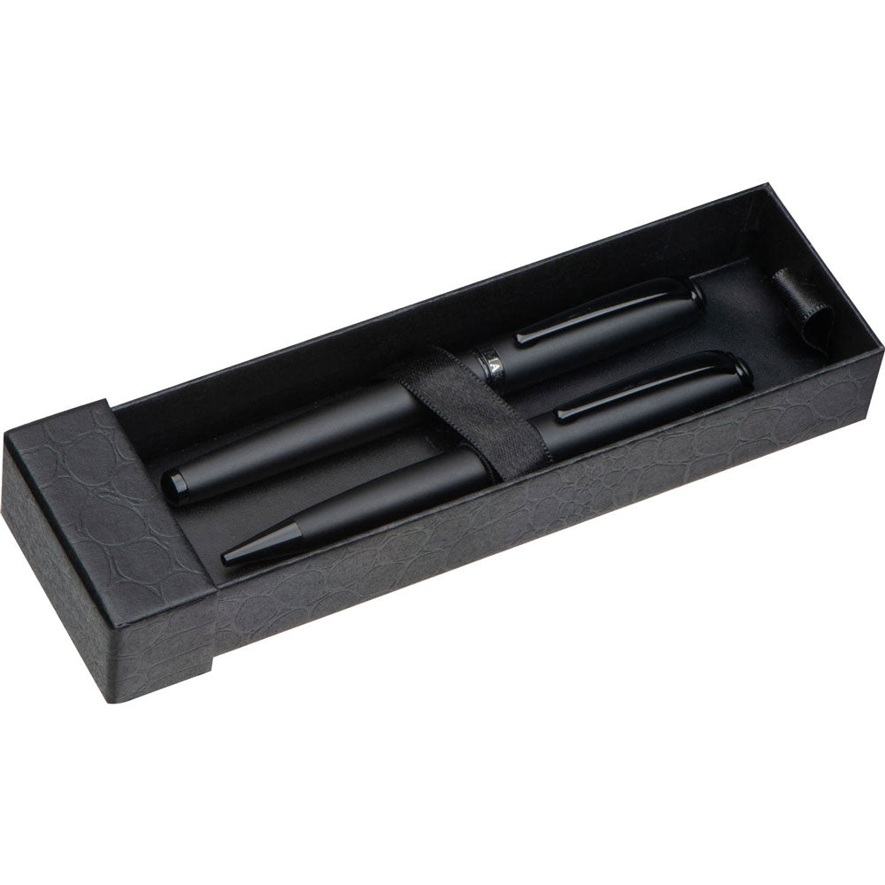 Mark Twain Schreibset mit Gravur | Drehkugelschreiber & Rollerball | elegante Geschenkbox