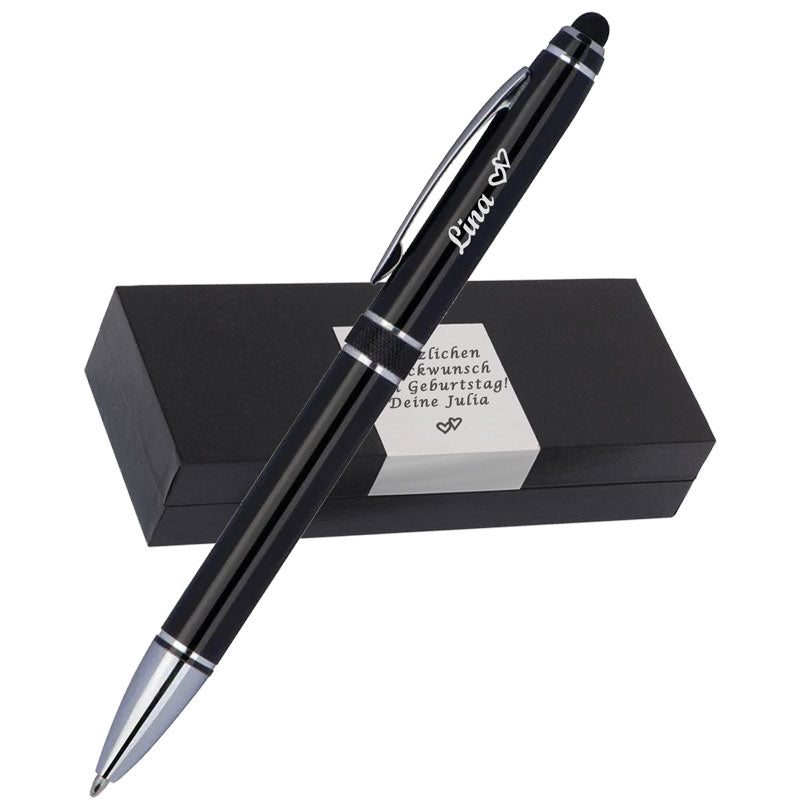 Aluminium Kugelschreiber mit Gravur & Touchfunktion als Geschenk oder Werbeartikel – mit Stiftbox