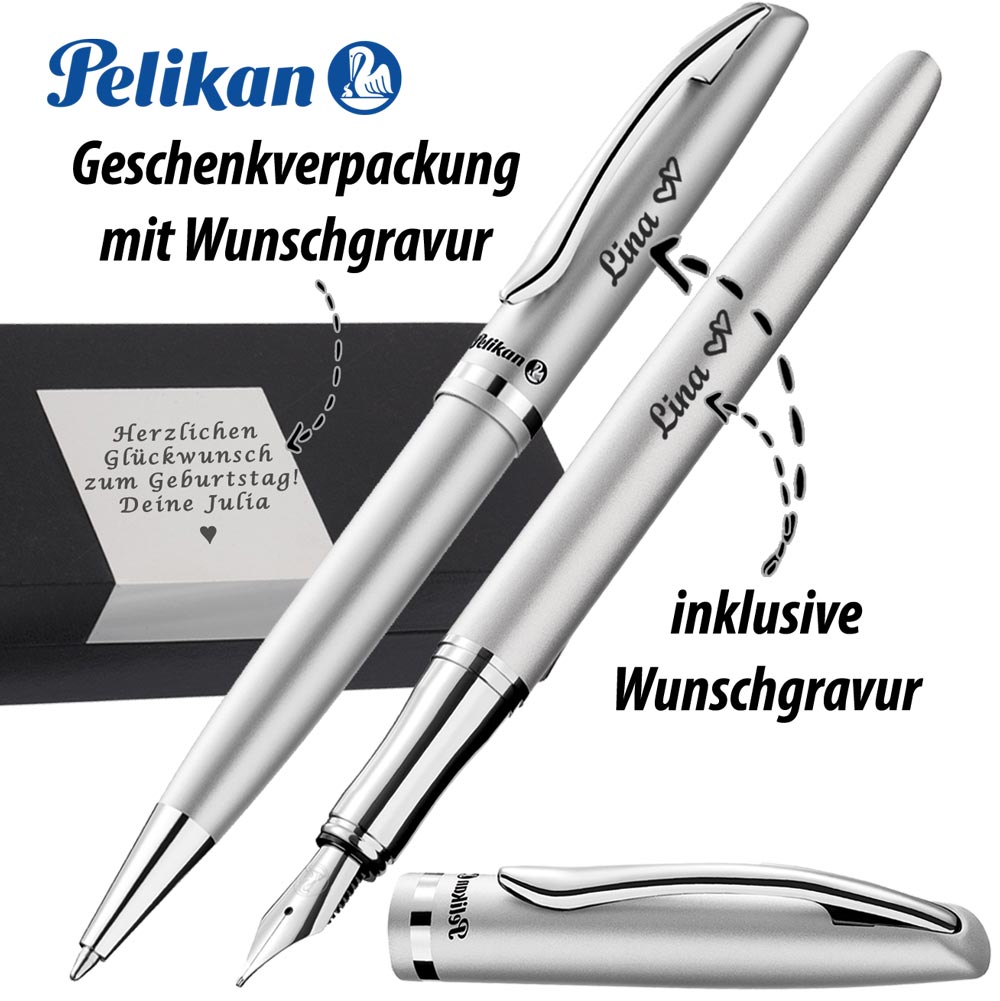 SchreibSet Jazz Elegance Silber, 1 Kugelschreiber,1 Füllhalter