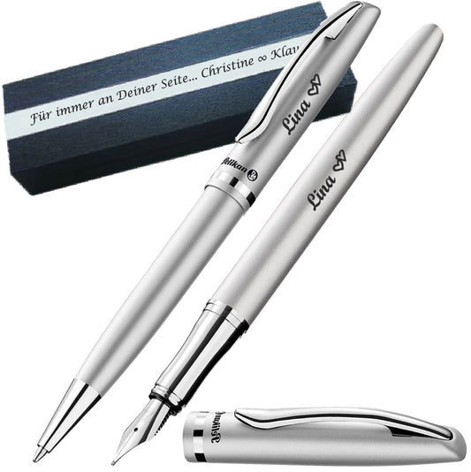 Pelikan Schreibset Jazz Elegance Silber, 1 Kugelschreiber,1 Füllhalter