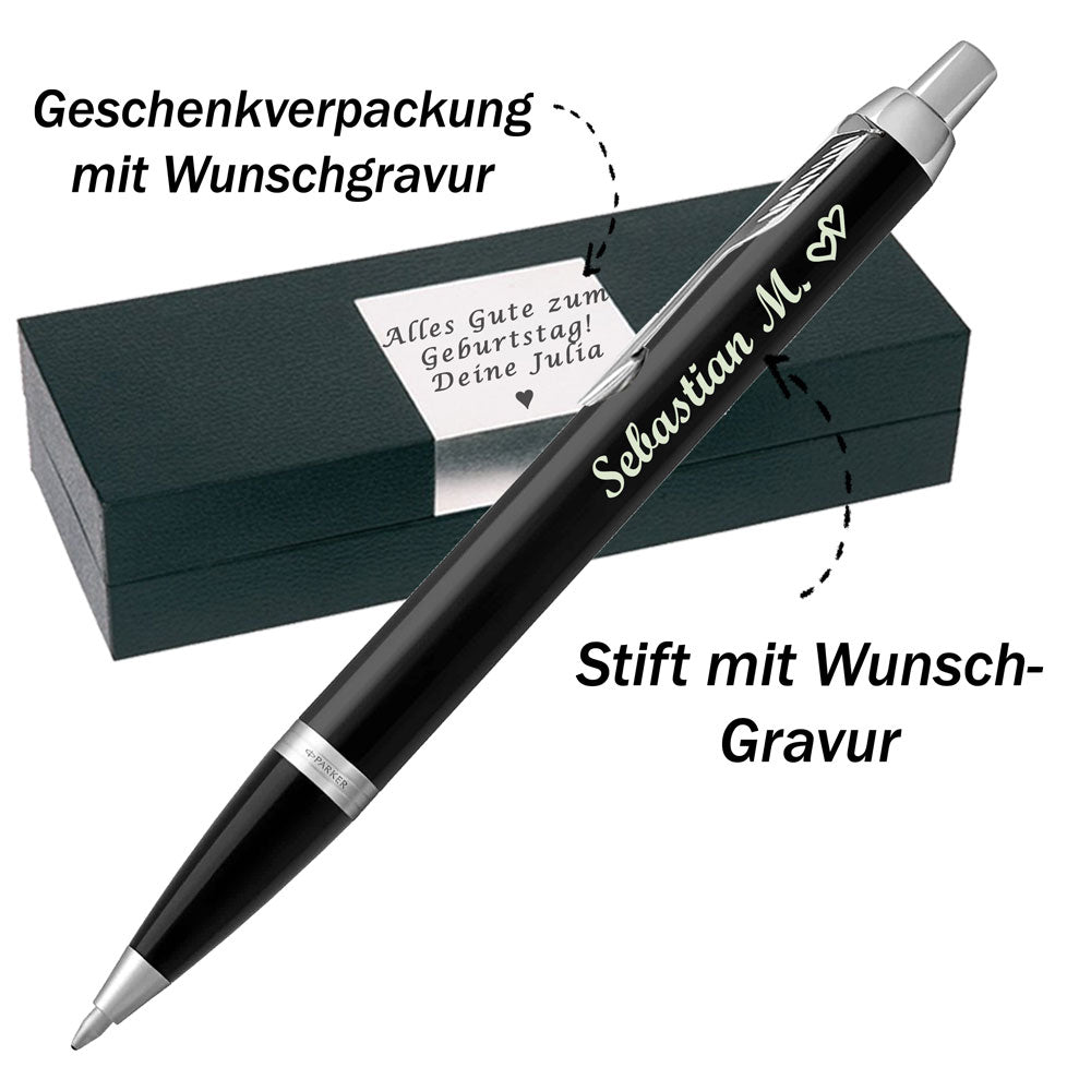 Parker - IM Core Kugelschreiber mit Gravur Mattschwarz C.C. Mine Blau