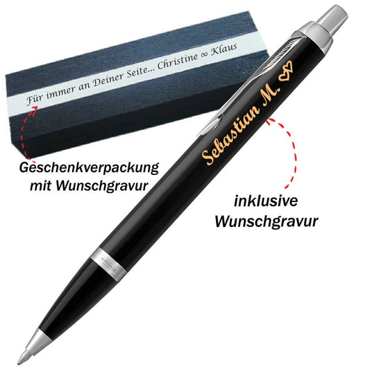 Parker - IM Core Kugelschreiber mit Gravur Mattschwarz C.C. Mine Blau