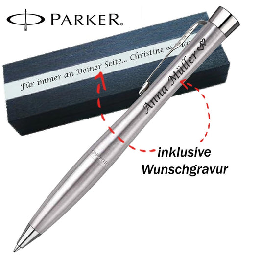 Parker Urban Core Kugelschreiber mit Gravur Metro Metallic CT