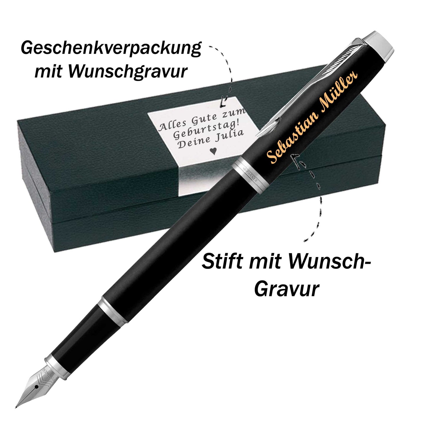 Parker IM Core Matt Black CT Füllfederhalter mit Gravur