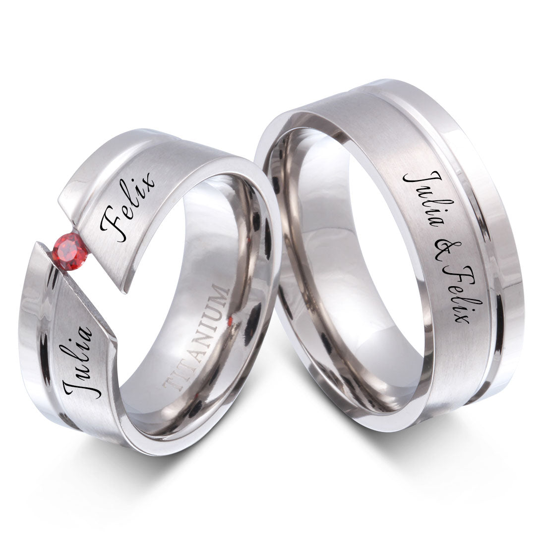 Roja Partnerring-Set mit Lasergravur