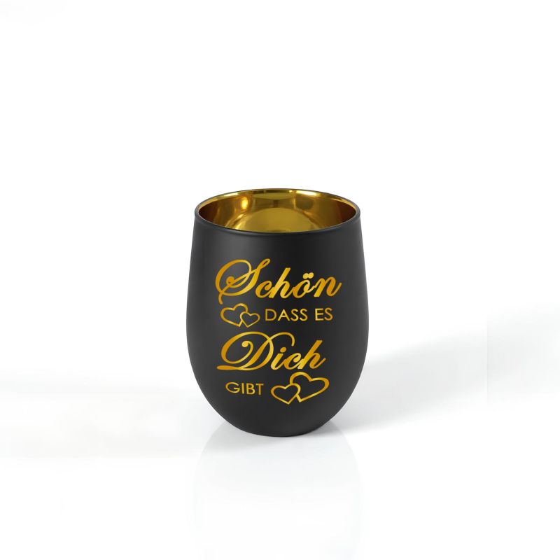 Personalisiertes Windlicht mit Gravur | Motivwahl: Herz, Blume, Ring, Taube | Name + Spruch auf Glas | Geschenk für Frauen, Mama & Paare | Hochzeit, Geburtstag, Valentinstag | Schwarz