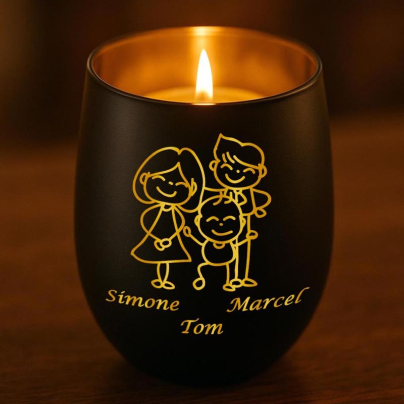 Personalisiertes Windlicht mit Gravur | Motivwahl: Herz, Blume, Ring, Taube | Name + Spruch auf Glas | Geschenk für Frauen, Mama & Paare | Hochzeit, Geburtstag, Valentinstag | Schwarz