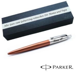 PARKER JOTTER CORE Chelsea Orange C.C. Kugelschreiber mit Wunschgravur Mittlere Spitze Blaue Tinte Geschenkbox mit Gravur