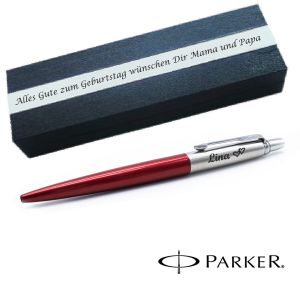 PARKER JOTTER CORE Kensington Red C.C. Kugelschreiber mit Wunschgravur Mittlere Spitze Blaue Tinte Geschenkbox mit Gravur