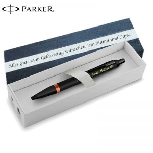 Parker IM Vibrant Rings Flame Orange Kugelschreiber mit Wunschgravur | Personaliserter Kugelschreiber mit Laser-Gravur