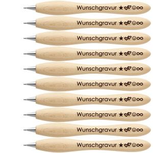 Kugelschreiber aus Holz mit Gravur | Symbole Gravur möglich | blauschreinende Miene | Laser Gravur Made in Germany | Werbekugelschreiber personalisiert