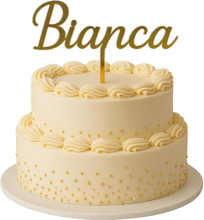 Caketopper in Gold, Rose oder Silber, Individueller Schriftzug für Kuchen, Torten, Geburtstage, Jahrestage, Hochzeiten - Personalisierbar aus Acryl oder Holz, Laser geschnitten, verschiedene Größen