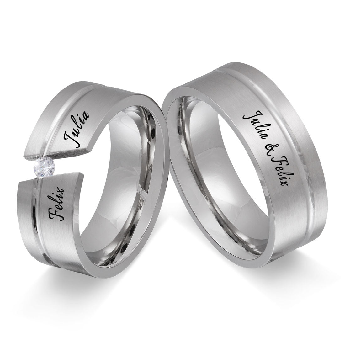 Elegance Partnerring-Set mit Lasergravur