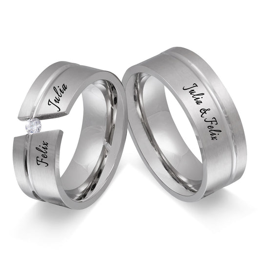 Elegance Partnerring-Set mit Lasergravur