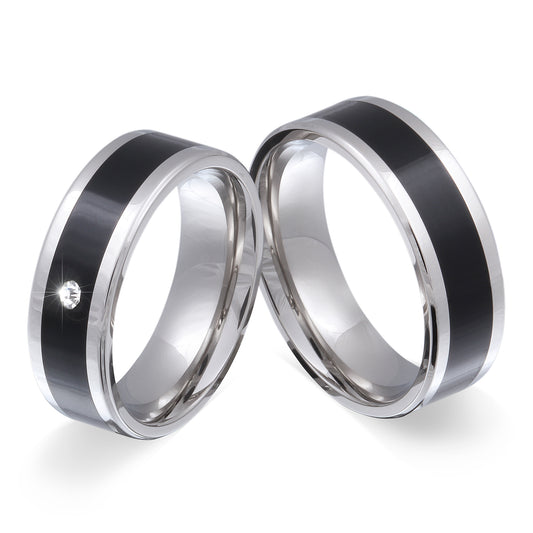 Blacktone Partnerring-Set mit Lasergravur