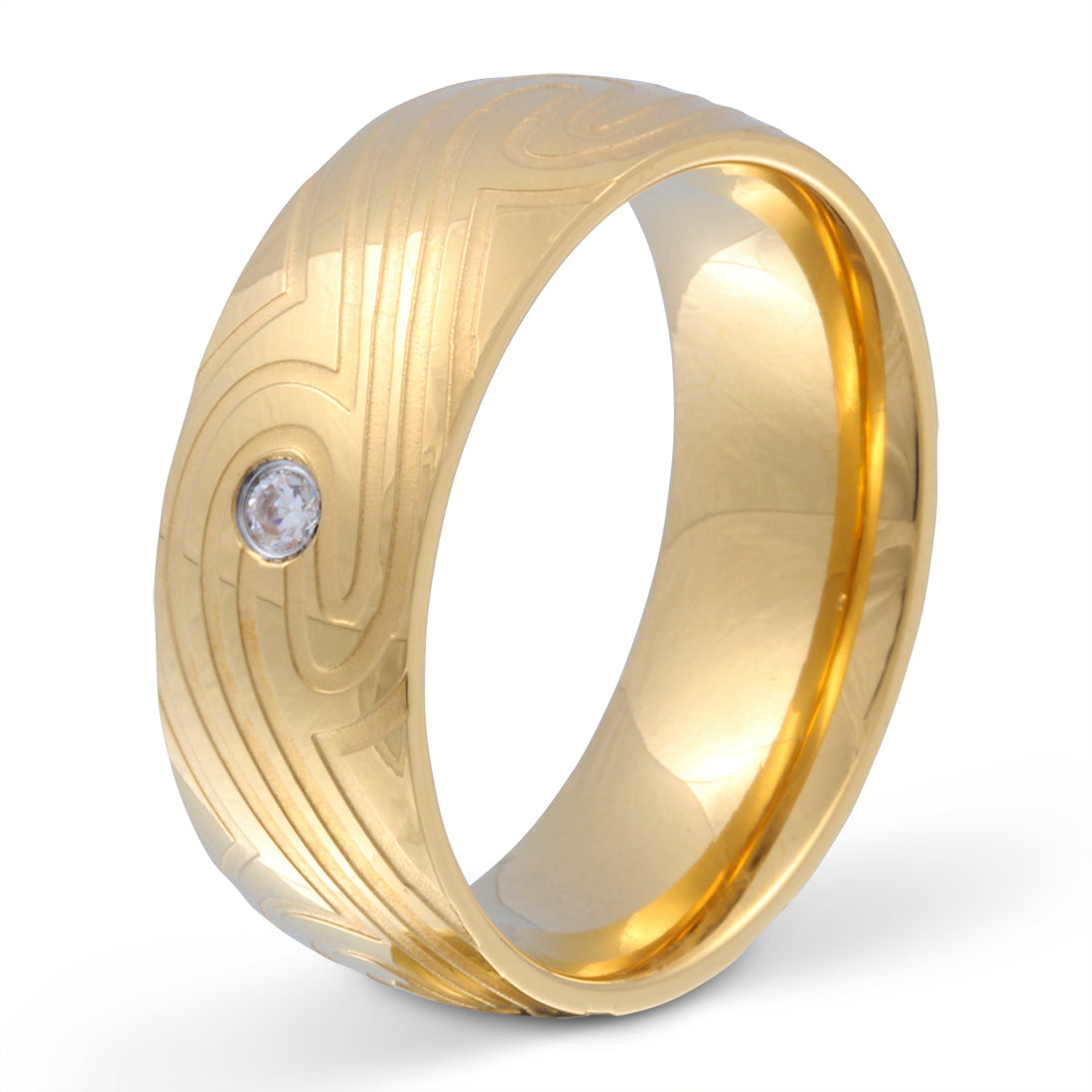 Golden Wave Ring mit Lasergravur