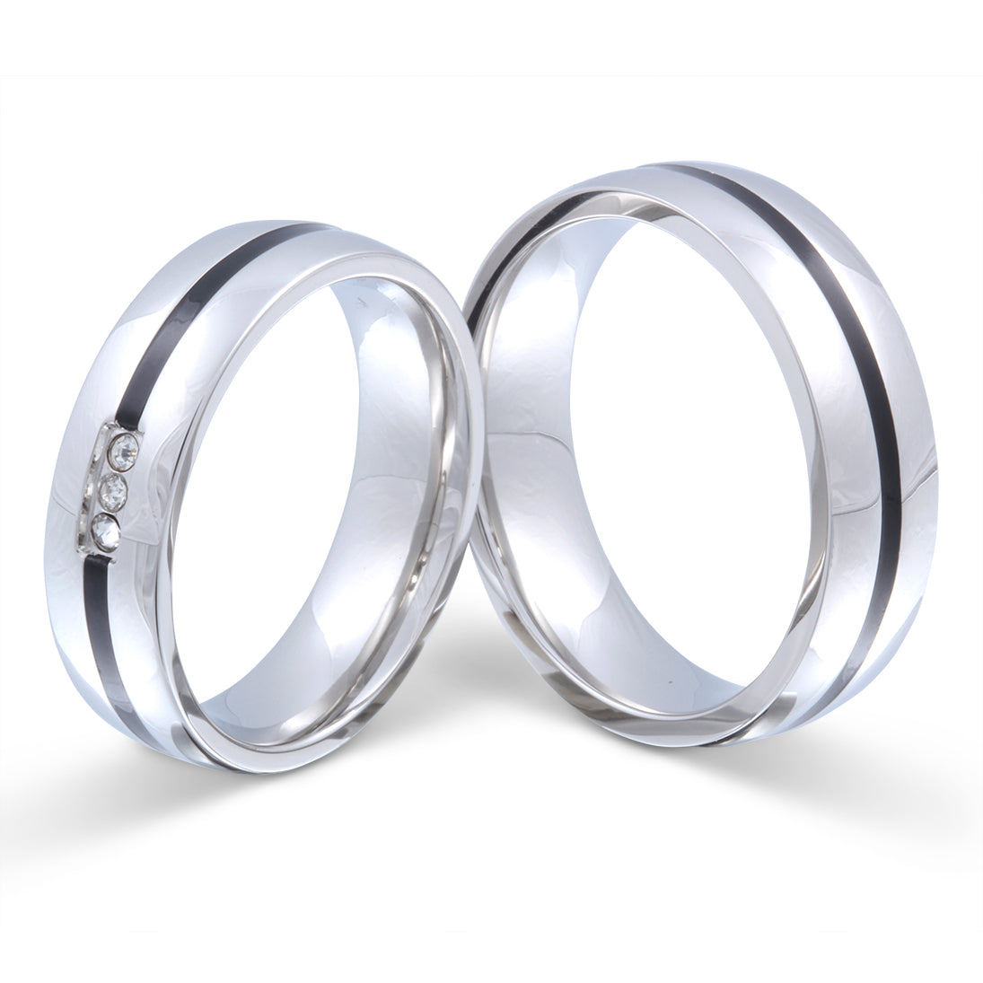 Skyline Partnerring-Set mit Lasergravur