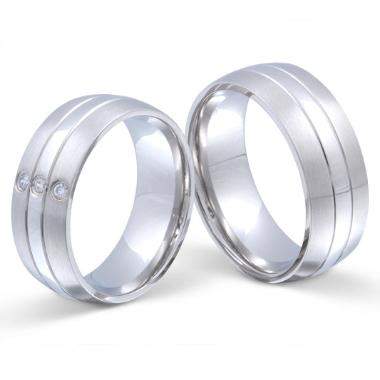 ThreeLane Partnerring-Set mit Handschriftgravur