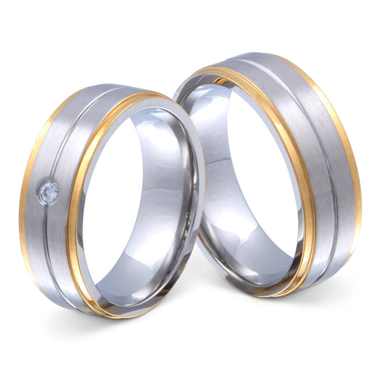 Augustina Partnerring-Set mit Lasergravur