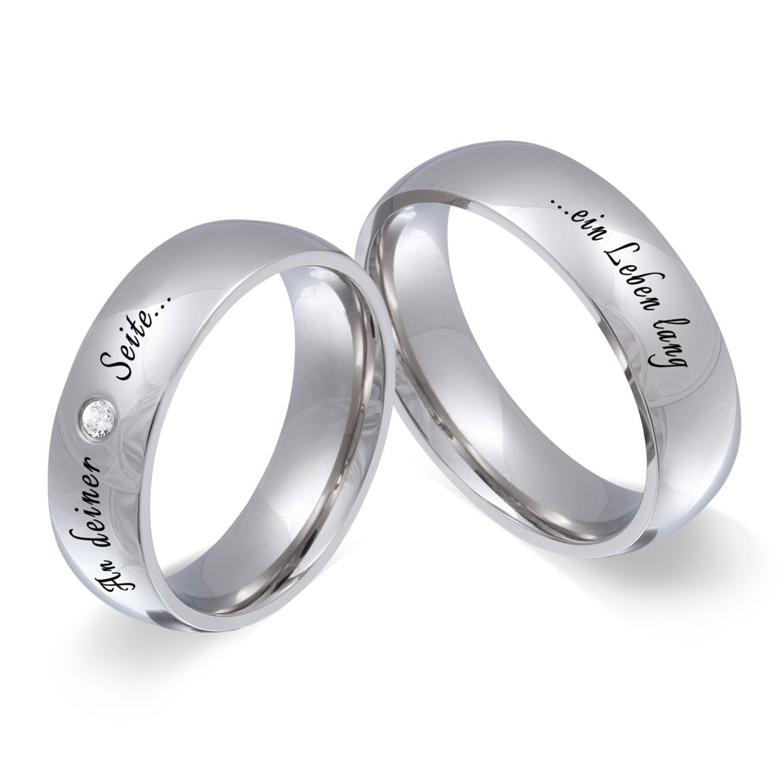 Glamour Partnerring-Set mit Lasergravur