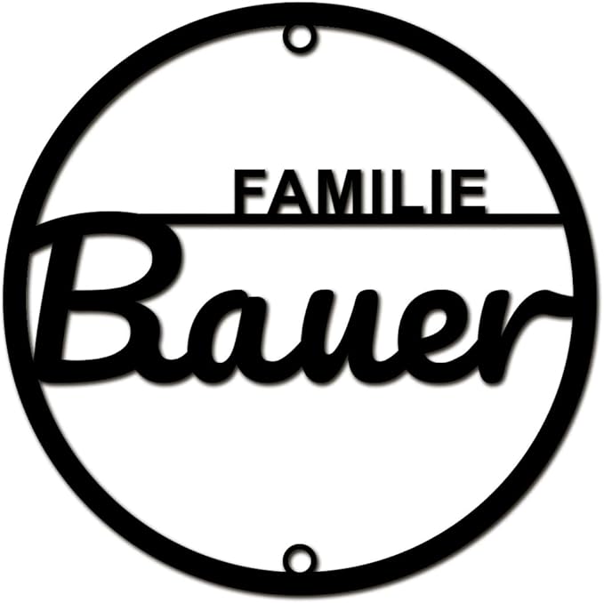 Elegantes Acrylschild rund – personalisiertes Namensschild mit „Familie [Name]“ – moderne Hausdeko für Eingang, Flur oder Wohnzimmer