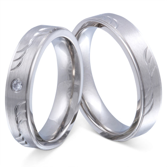 Waves Partnerring-Set mit Lasergravur