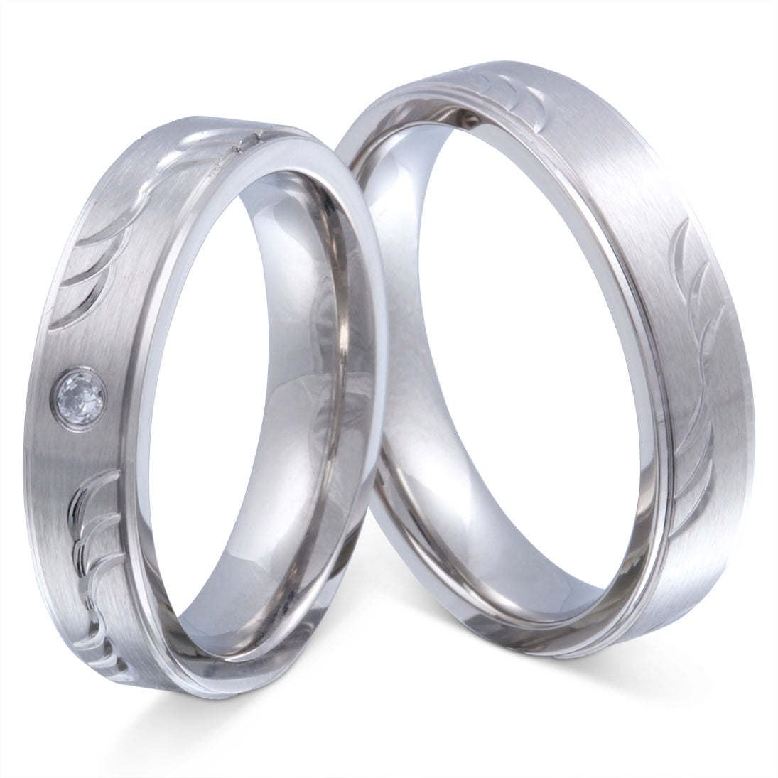 Waves Partnerring-Set mit Handschriftgravur